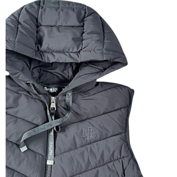 Lauren Ralph Lauren Women's Hooded Stretch Puffer Black Vest Medium NWT $150 - Picture 6 of 16
